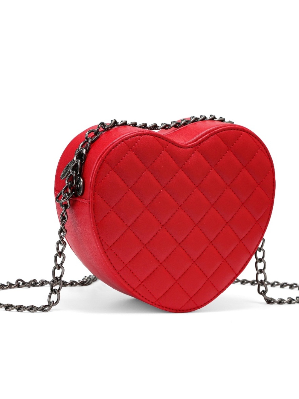 New Valentino Red Quilted Heart Crossbody Bag with Chain Strap - Picture 3 of 3